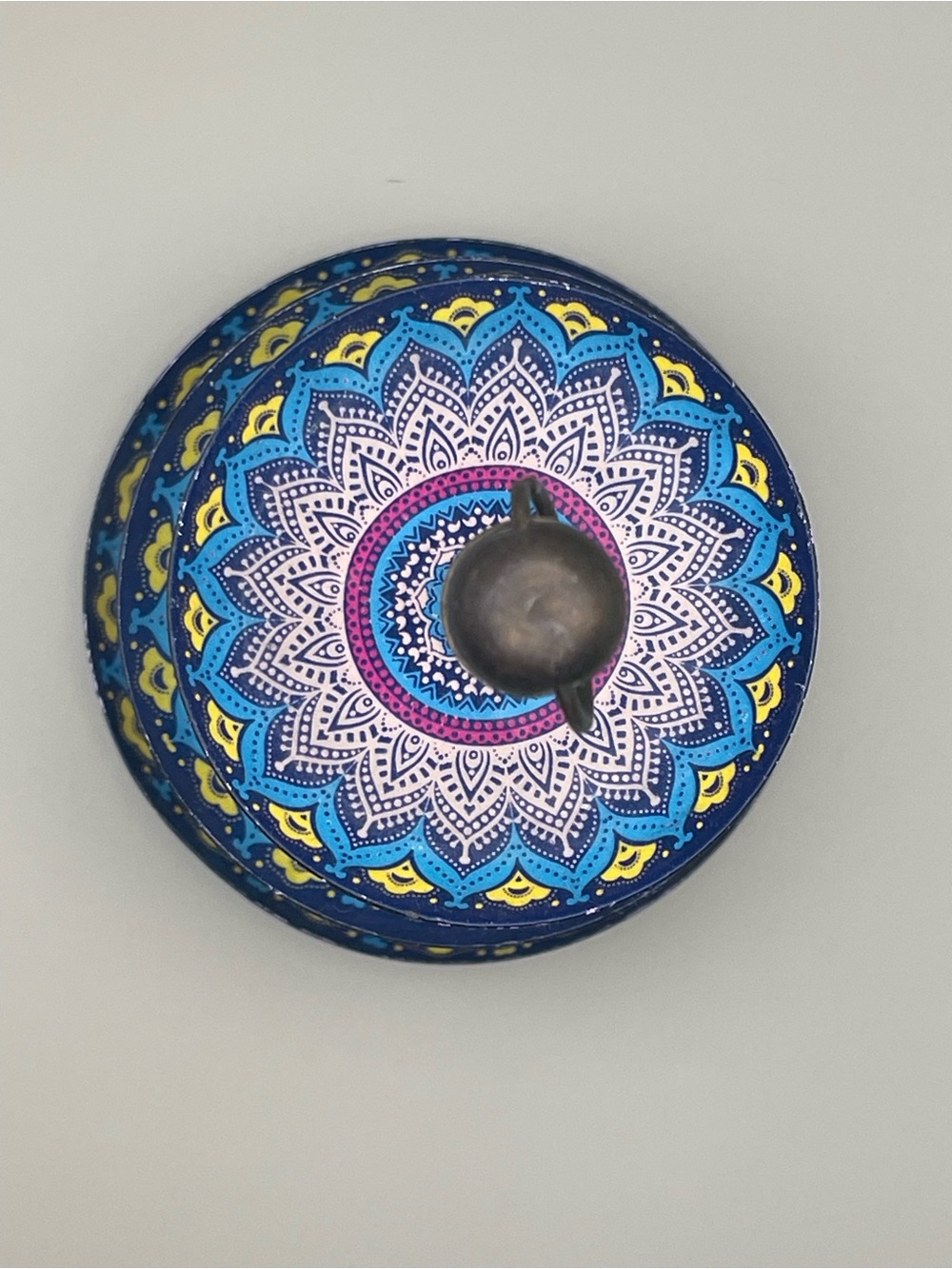 Three-Tier Decorative Stand with Blue Mandala Plates, EUC - Picture 3 of 5
